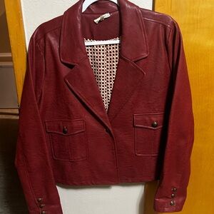 Mystree Deep Red Faux Leather Jacket